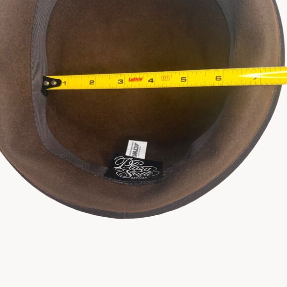 Vintage 70s Plaza Suite by Betmar Brown Felt Hat Satin Band Ostrich Plume Cloche - Picture 11 of 11